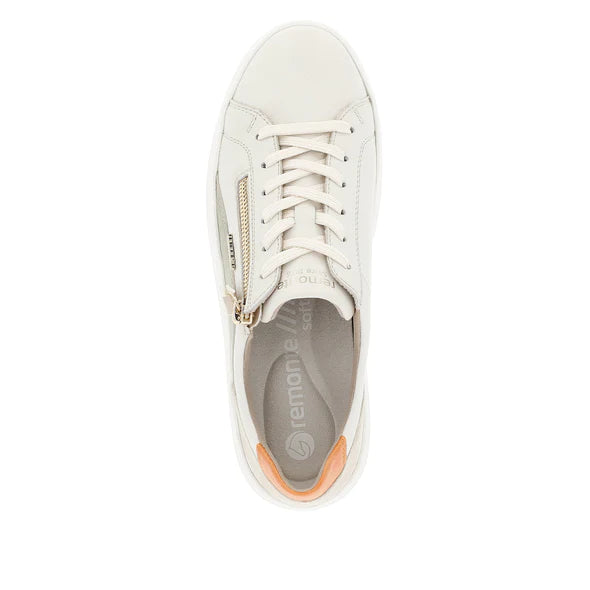 Remonte Off White, Sage, Green and Gold Leather Sneakers