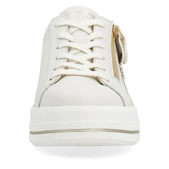 Remonte Off White, Sage, Green and Gold Leather Sneakers