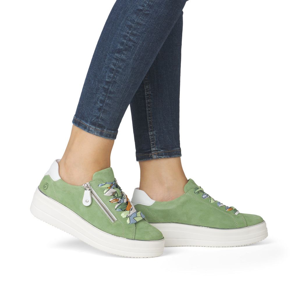 Remonte Green Suede Ladies Sneakers