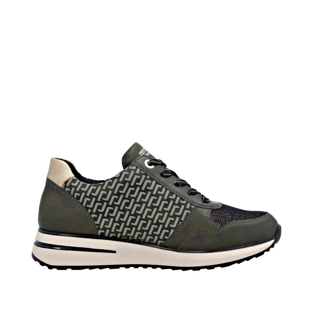 Remonte Ladies Green and Gold Sneakers