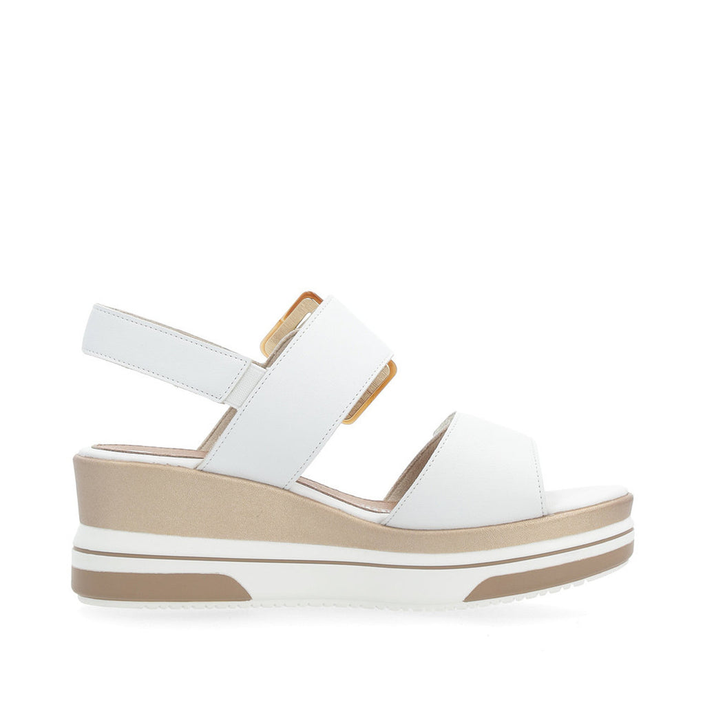 Remonte White Leather Wedge Sandals