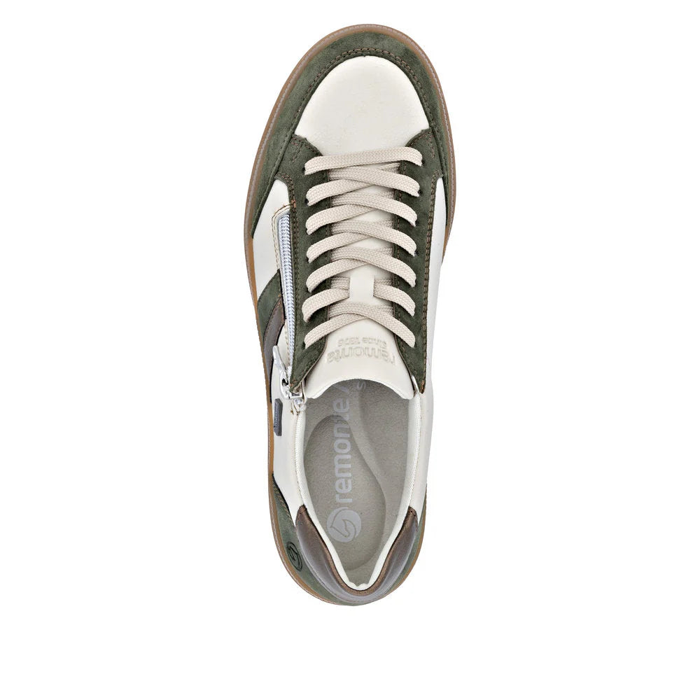 Remonte Ladies Beige and Green Waterproof Sneakers