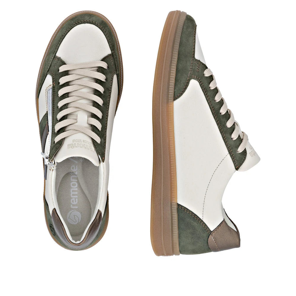 Remonte Ladies Beige and Green Waterproof Sneakers