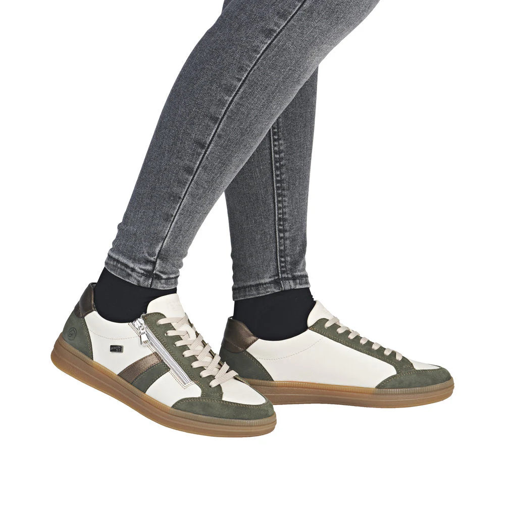 Remonte Ladies Beige and Green Waterproof Sneakers