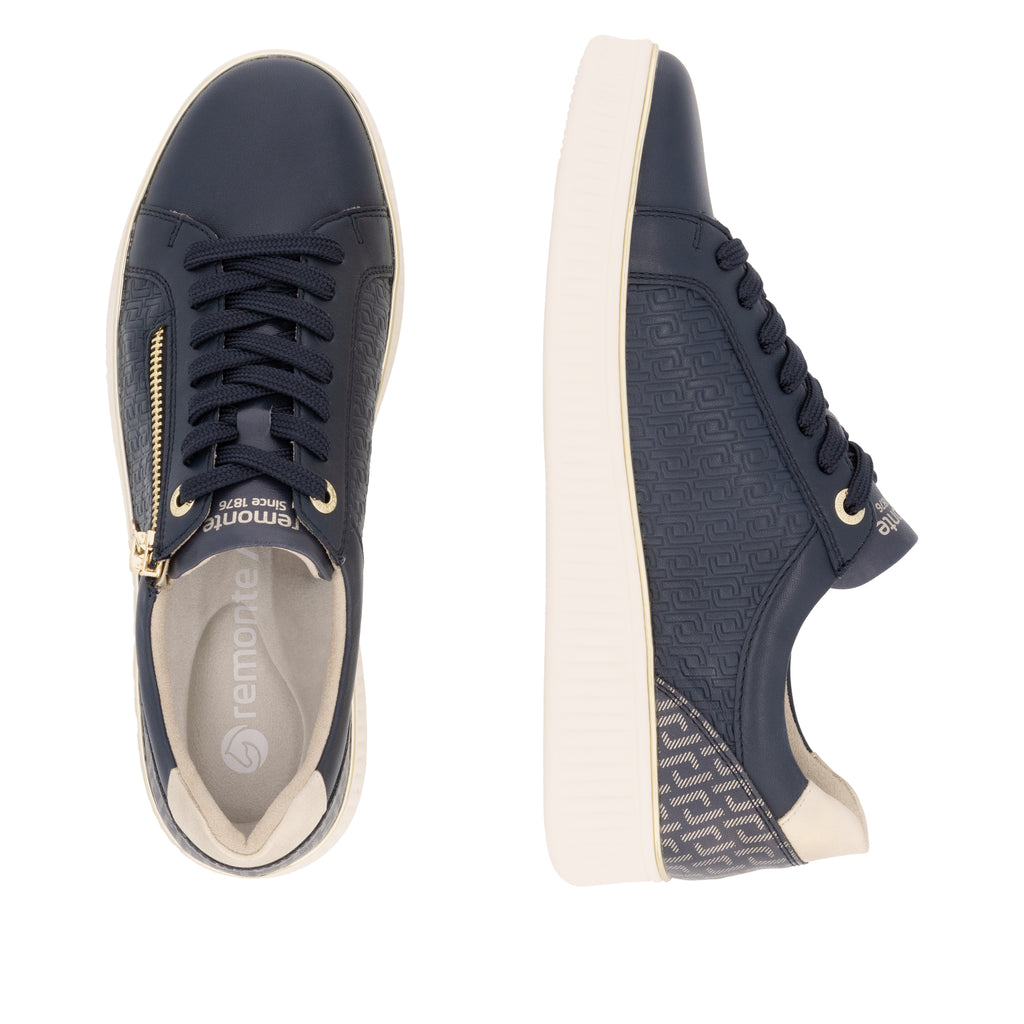 Remonte Navy Leather Ladies Sneakers