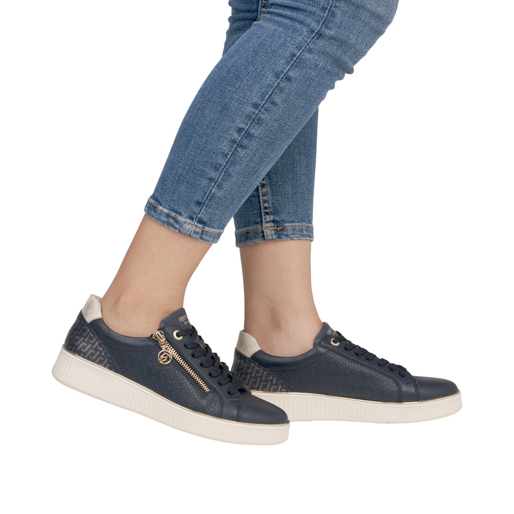 Remonte Navy Leather Ladies Sneakers