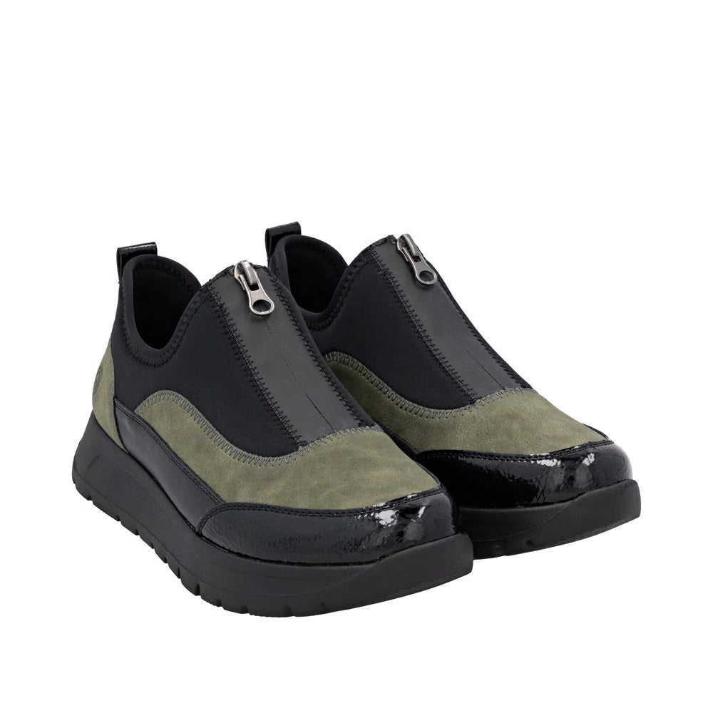 Remonte Ladies Black and Green Sneakers