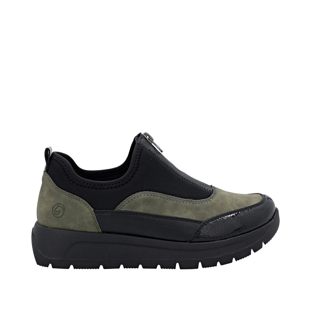 Remonte Ladies Black and Green Sneakers
