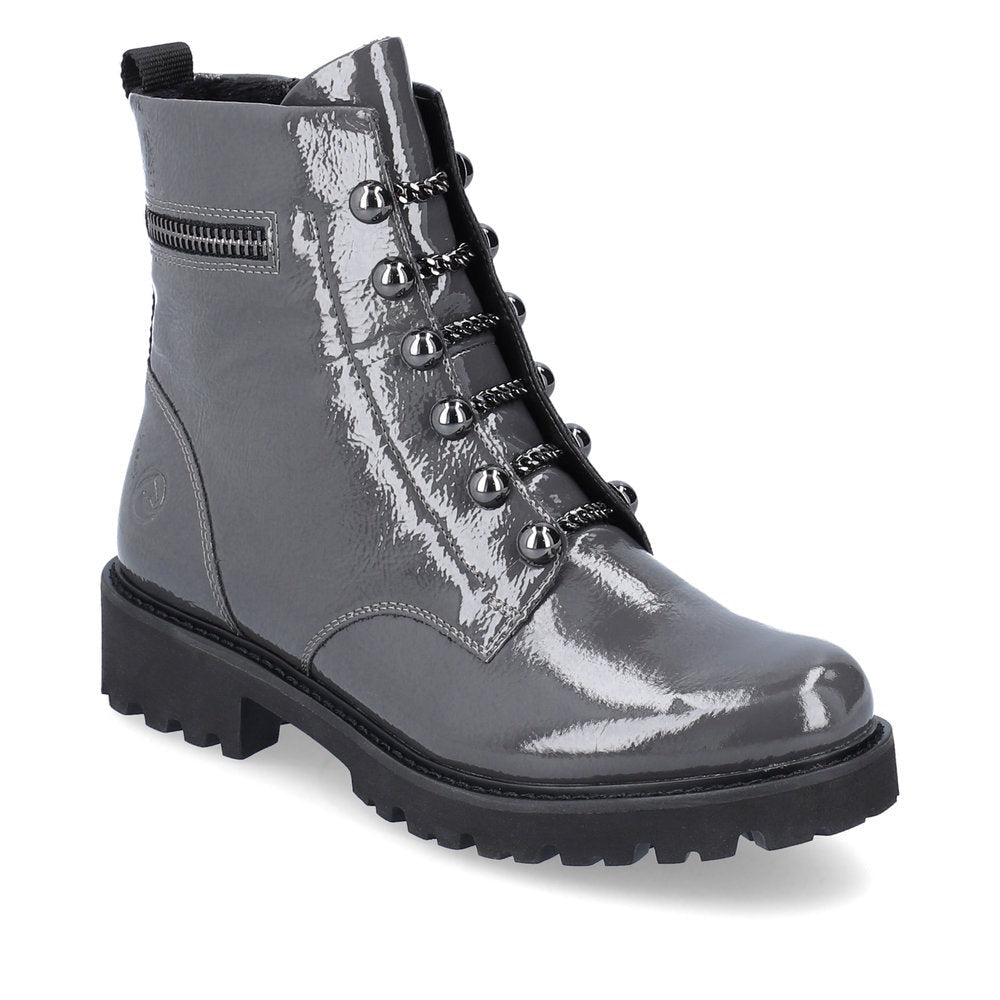 Remonte Grey Leather Ankle Boots