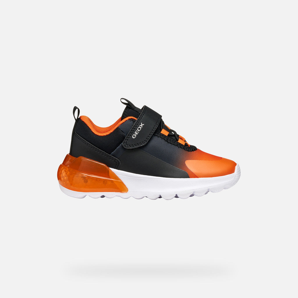 Geox Black and Orange Light Up Sneakers