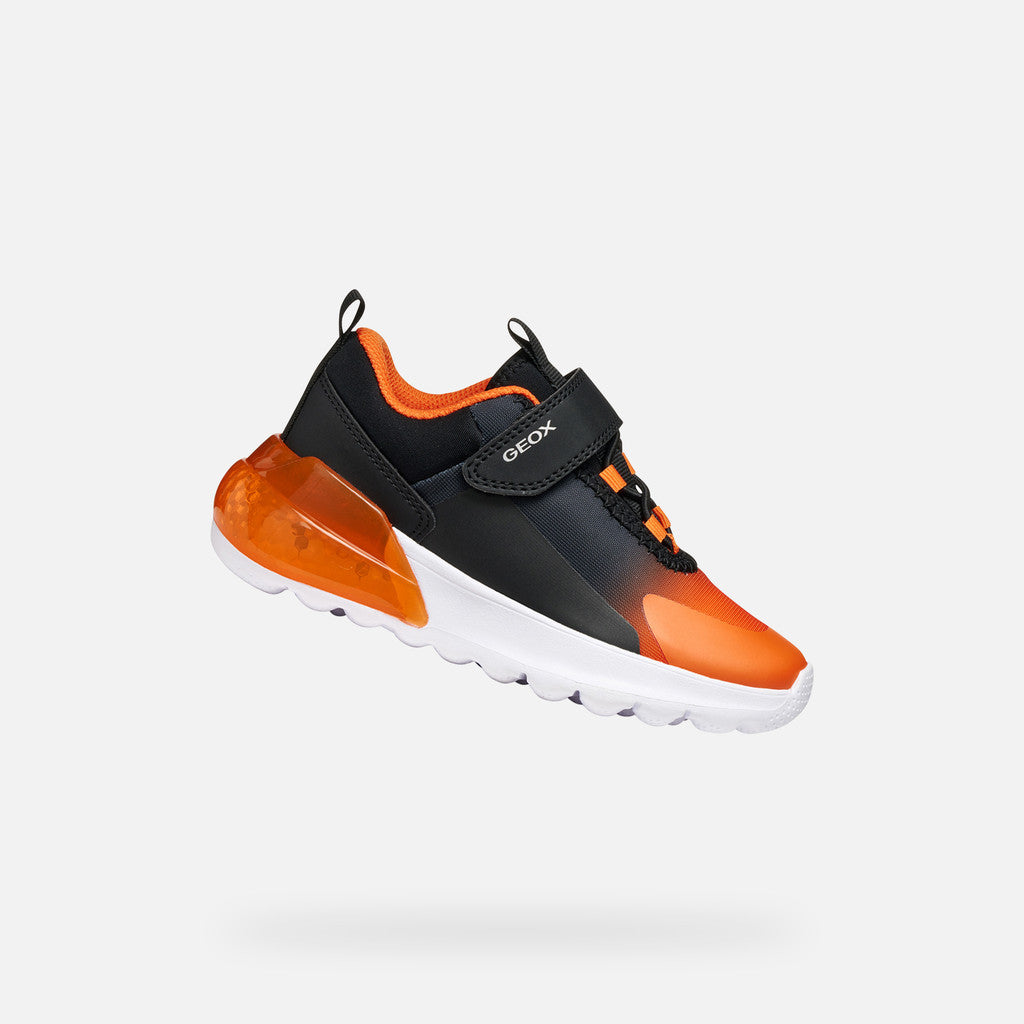 Geox Black and Orange Light Up Sneakers