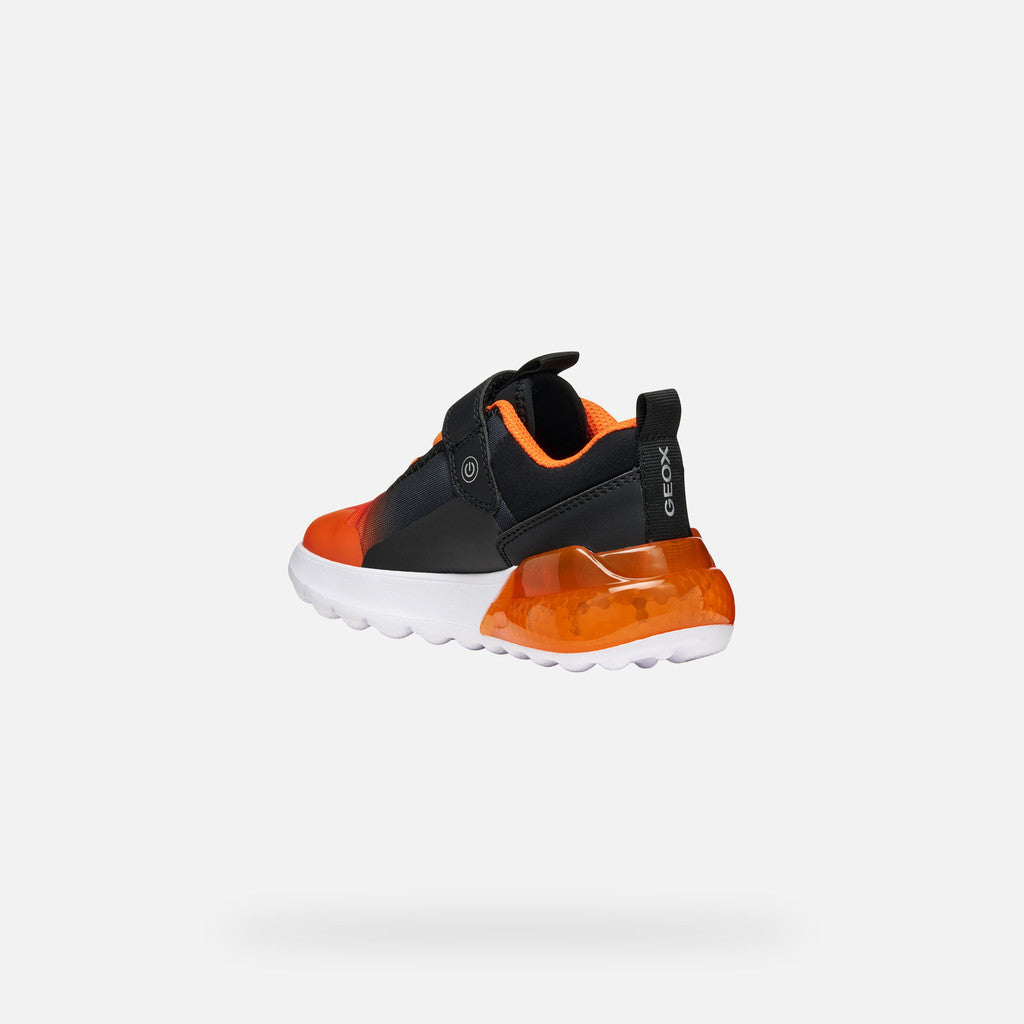 Geox Black and Orange Light Up Sneakers