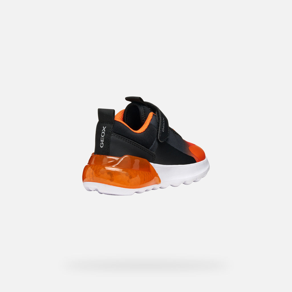 Geox Black and Orange Light Up Sneakers