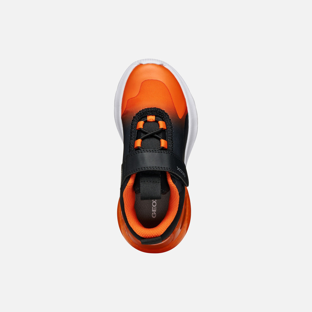 Geox Black and Orange Light Up Sneakers
