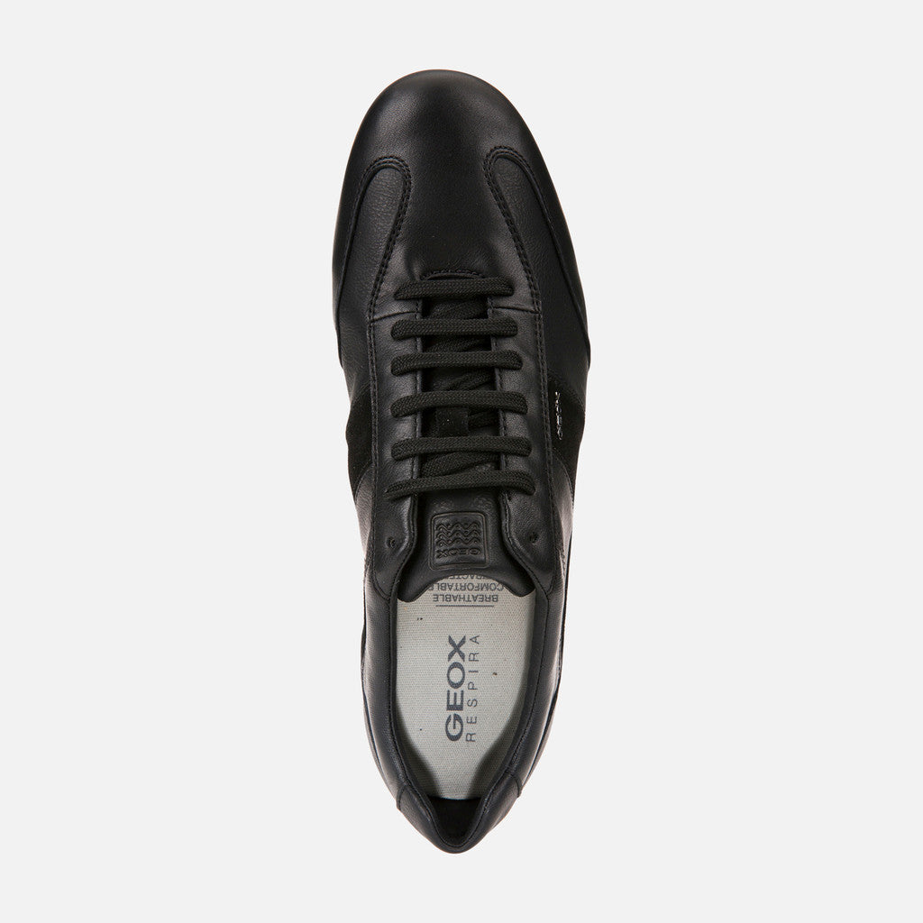 Geox Mens Black Leather Sneakers