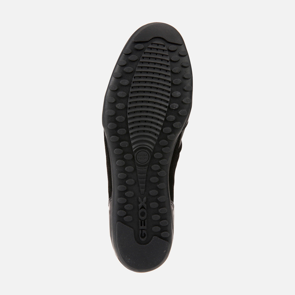 Geox Mens Black Leather Sneakers