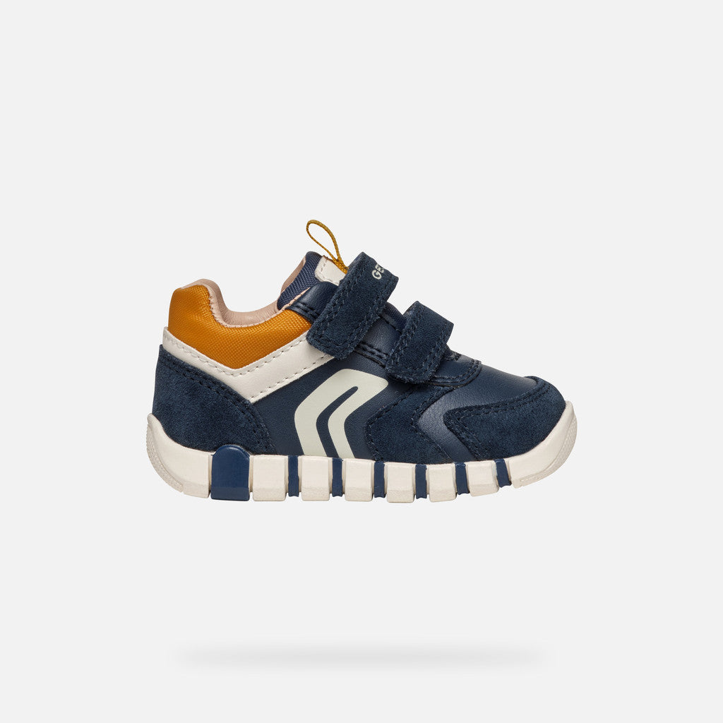 Geox Lupidoo Navy and Mustard Baby Boys Sneakers