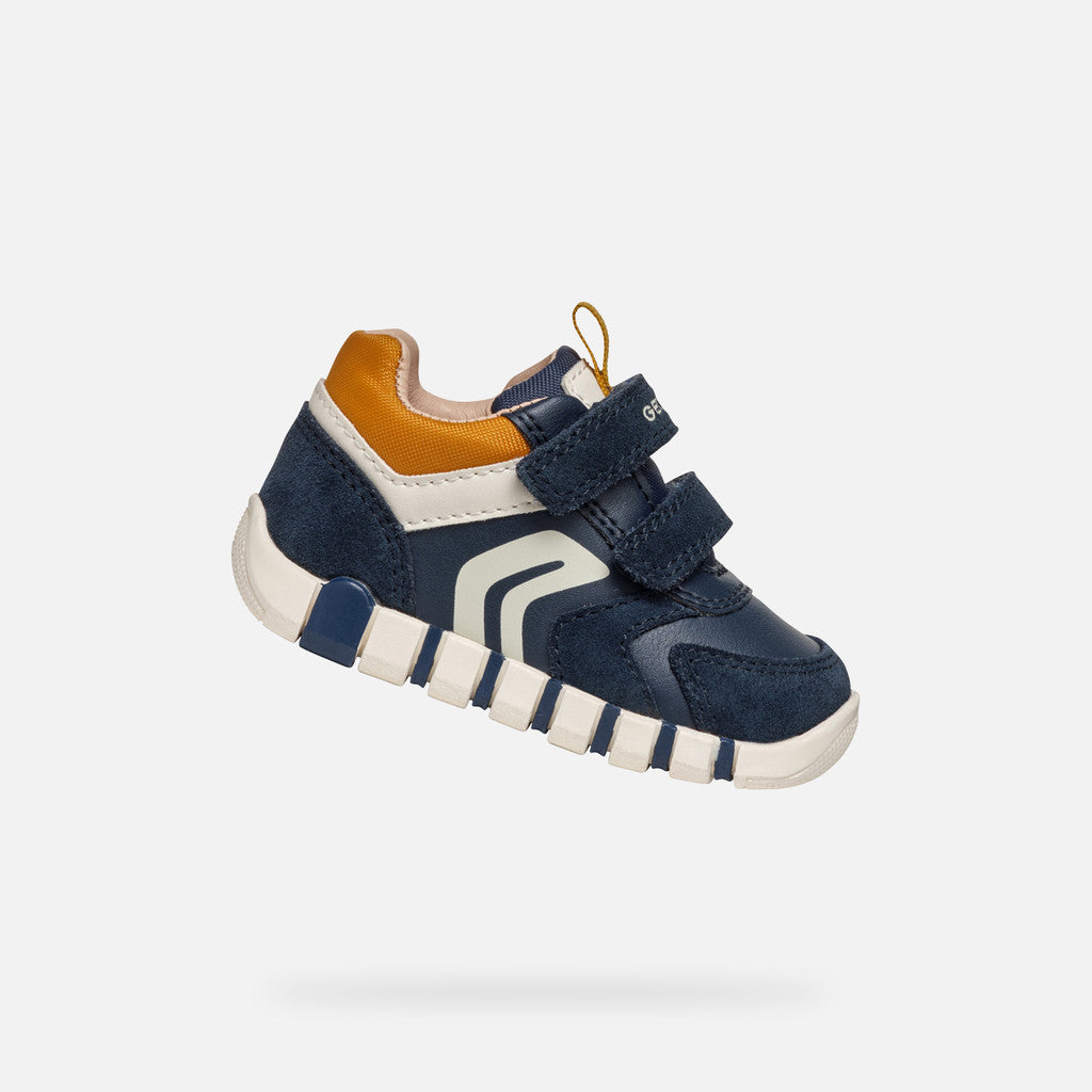 Geox Lupidoo Navy and Mustard Baby Boys Sneakers