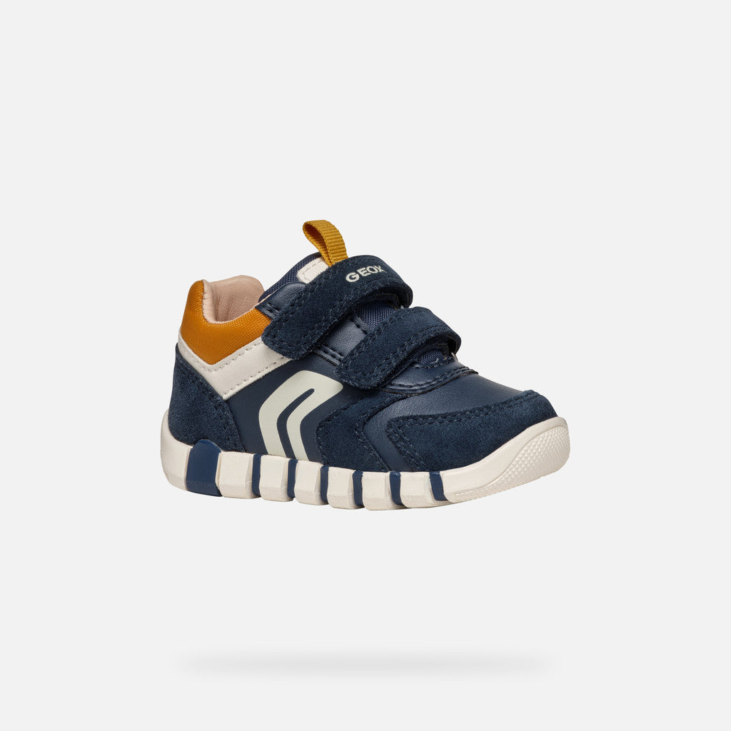 Geox Lupidoo Navy and Mustard Baby Boys Sneakers