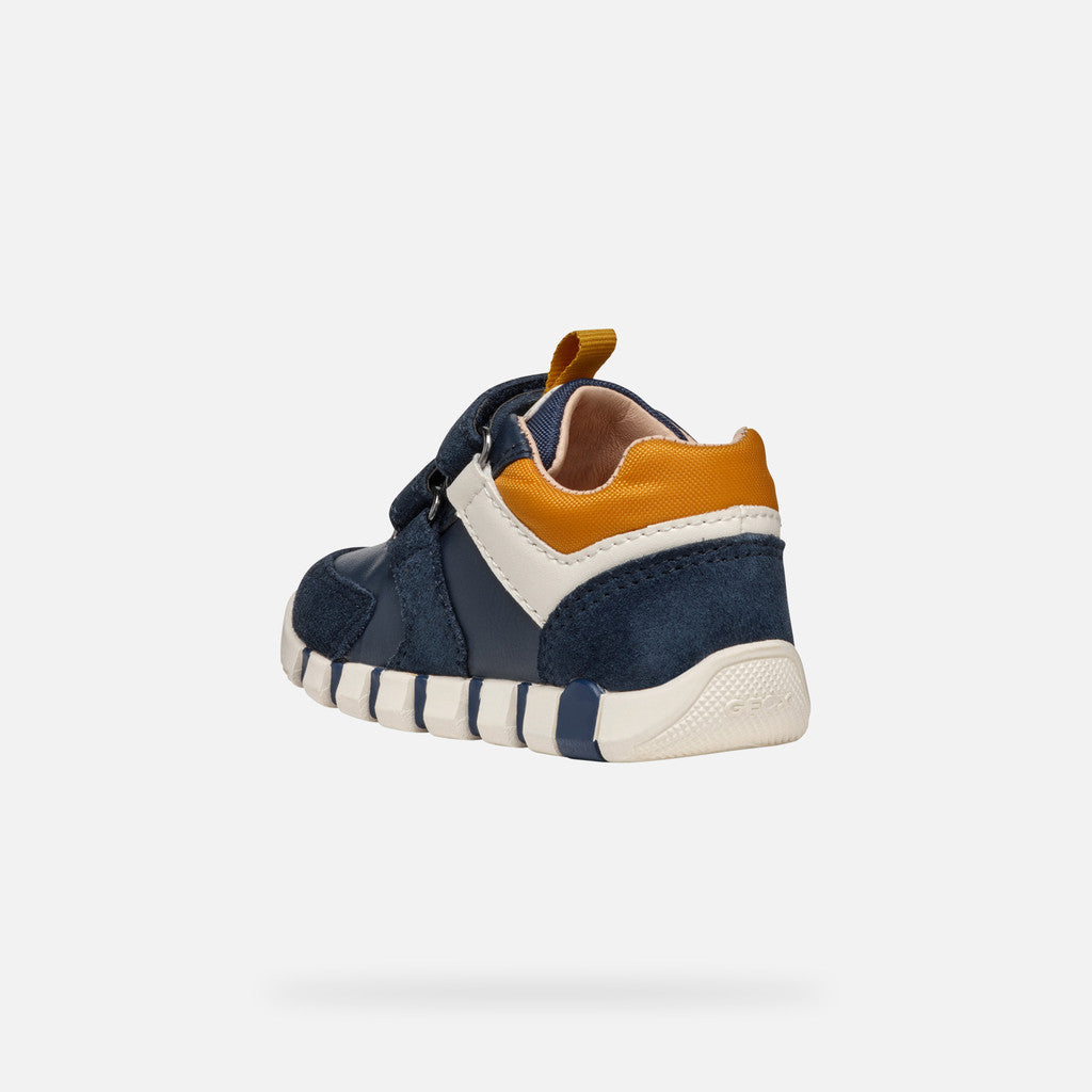 Geox Lupidoo Navy and Mustard Baby Boys Sneakers