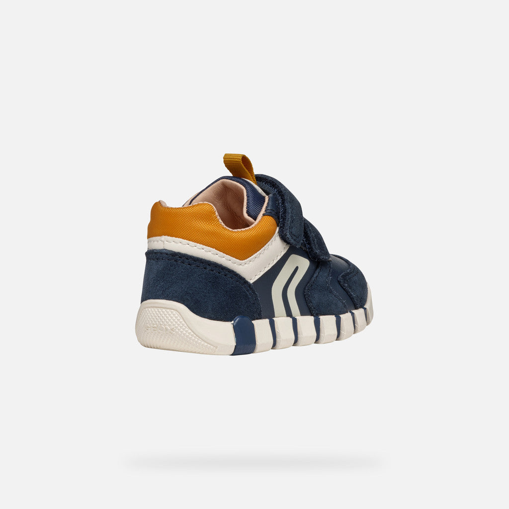 Geox Lupidoo Navy and Mustard Baby Boys Sneakers