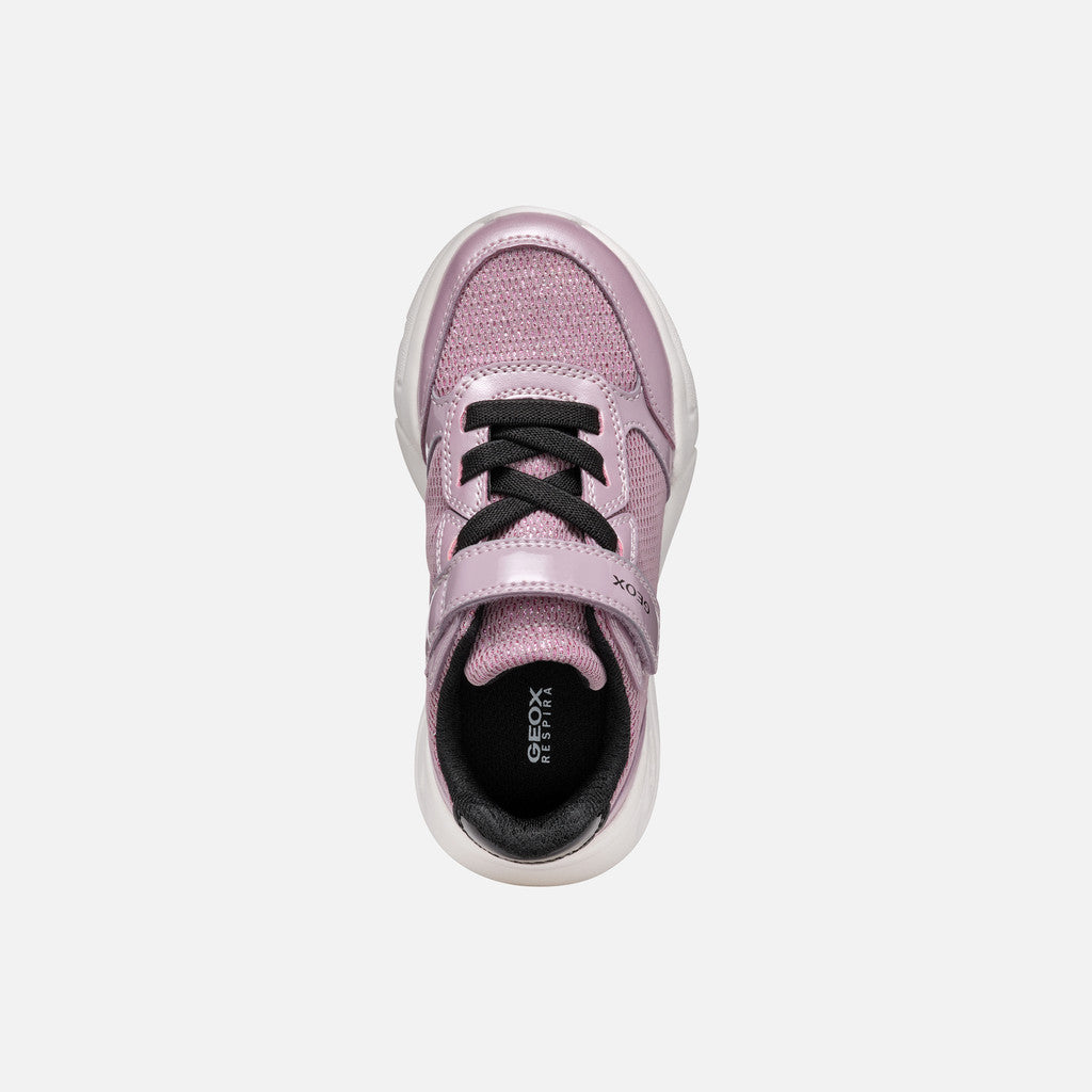 Geox Girls Dark Rose and Black Sparkly Sneakers