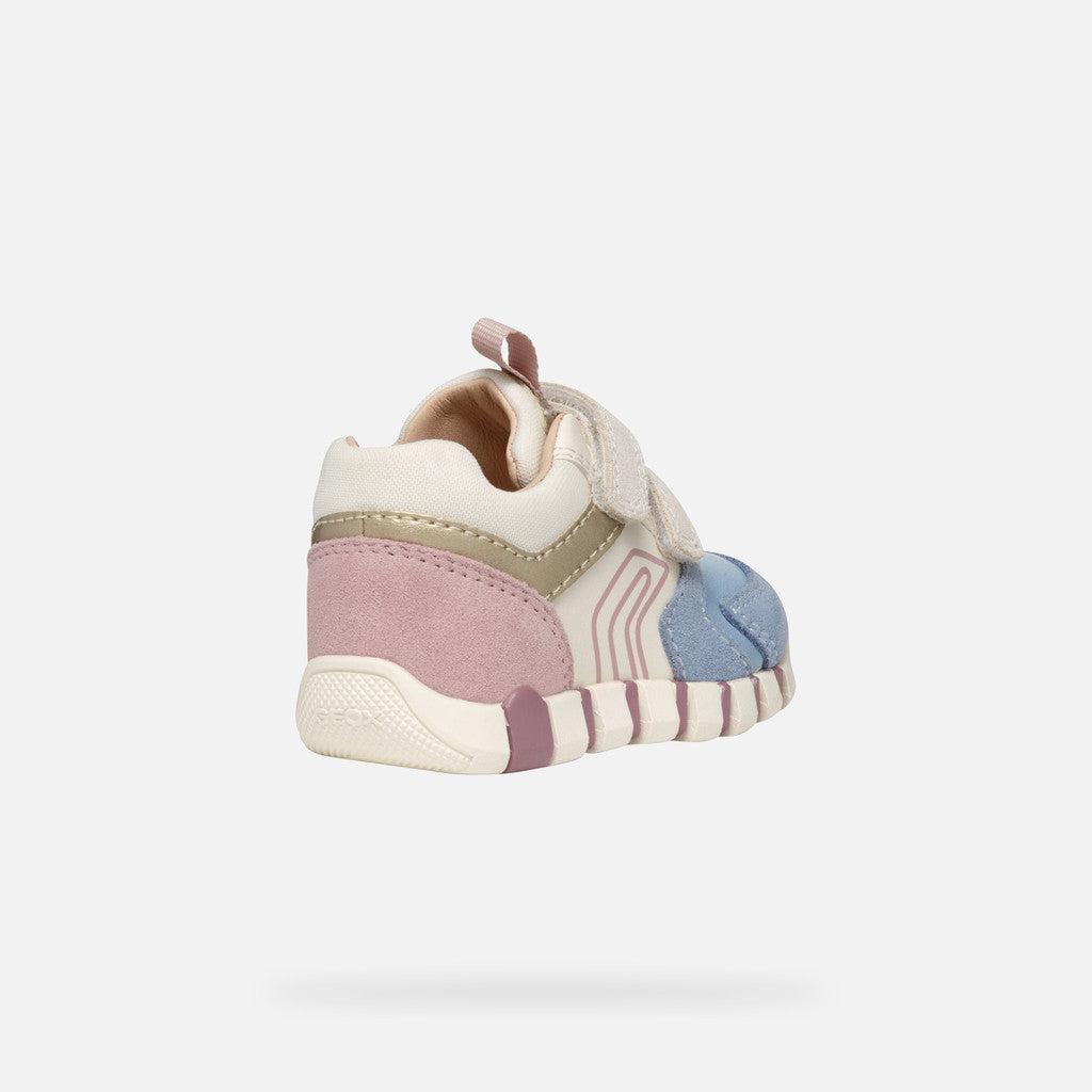 Geox Lupidoo Beige, Blue and Pink Baby Girls Sneakers