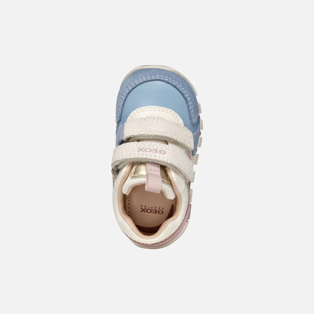 Geox Lupidoo Beige, Blue and Pink Baby Girls Sneakers