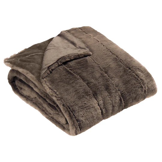 Empress Taupe Faux Fur Throw