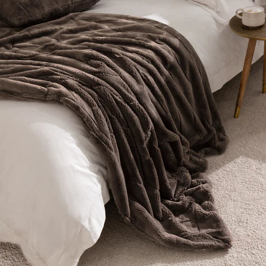 Empress Taupe Faux Fur Throw