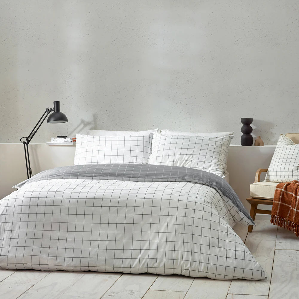 Howarth Grey and White Check Duvet Cover Set