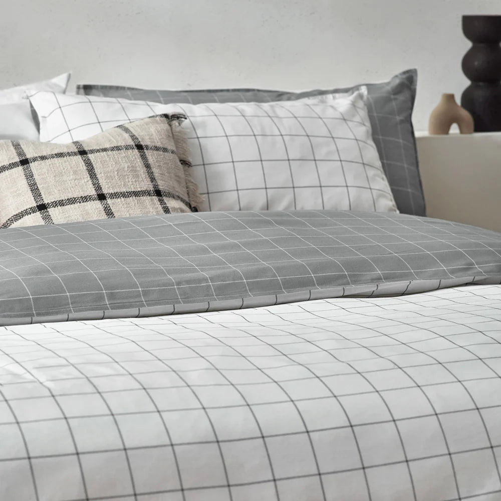 Howarth Grey and White Check Duvet Cover Set