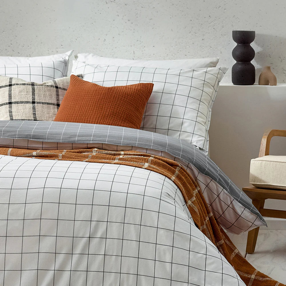 Howarth Grey and White Check Duvet Cover Set