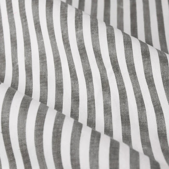 Hebden Grey Striped 100% Cotton Lined Eyelet Curtains