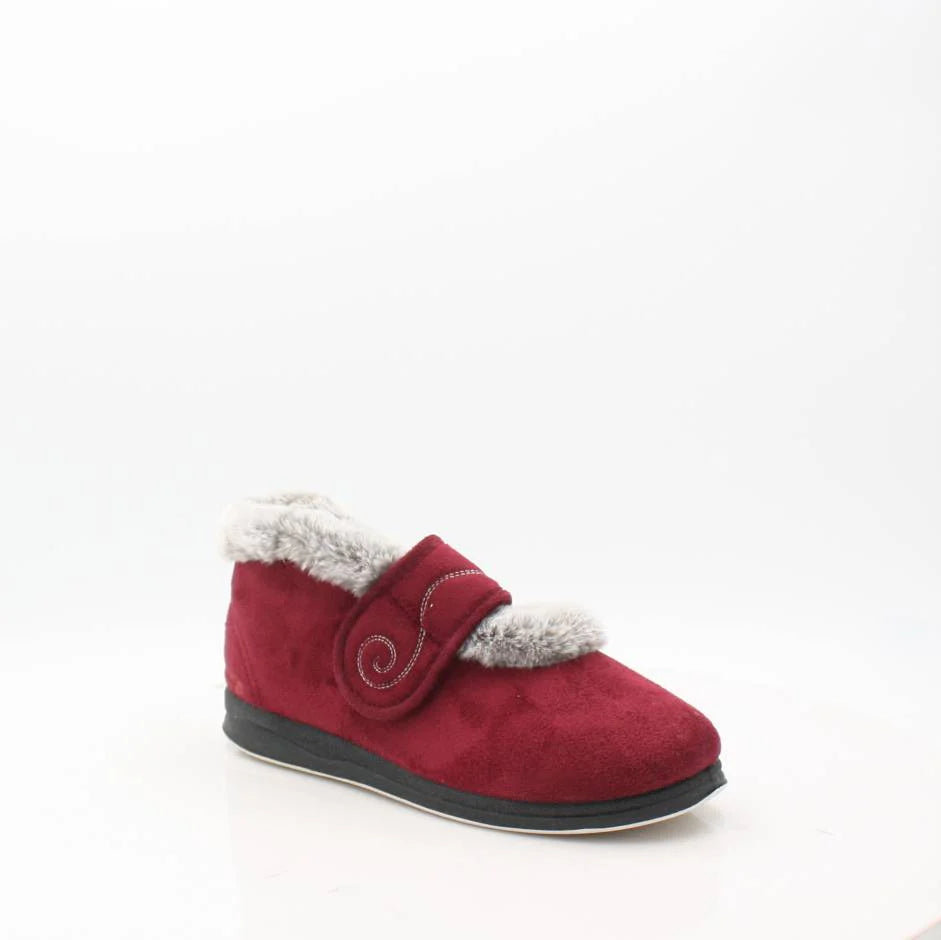 Padders Hush Ladies Burgundy  Slippers