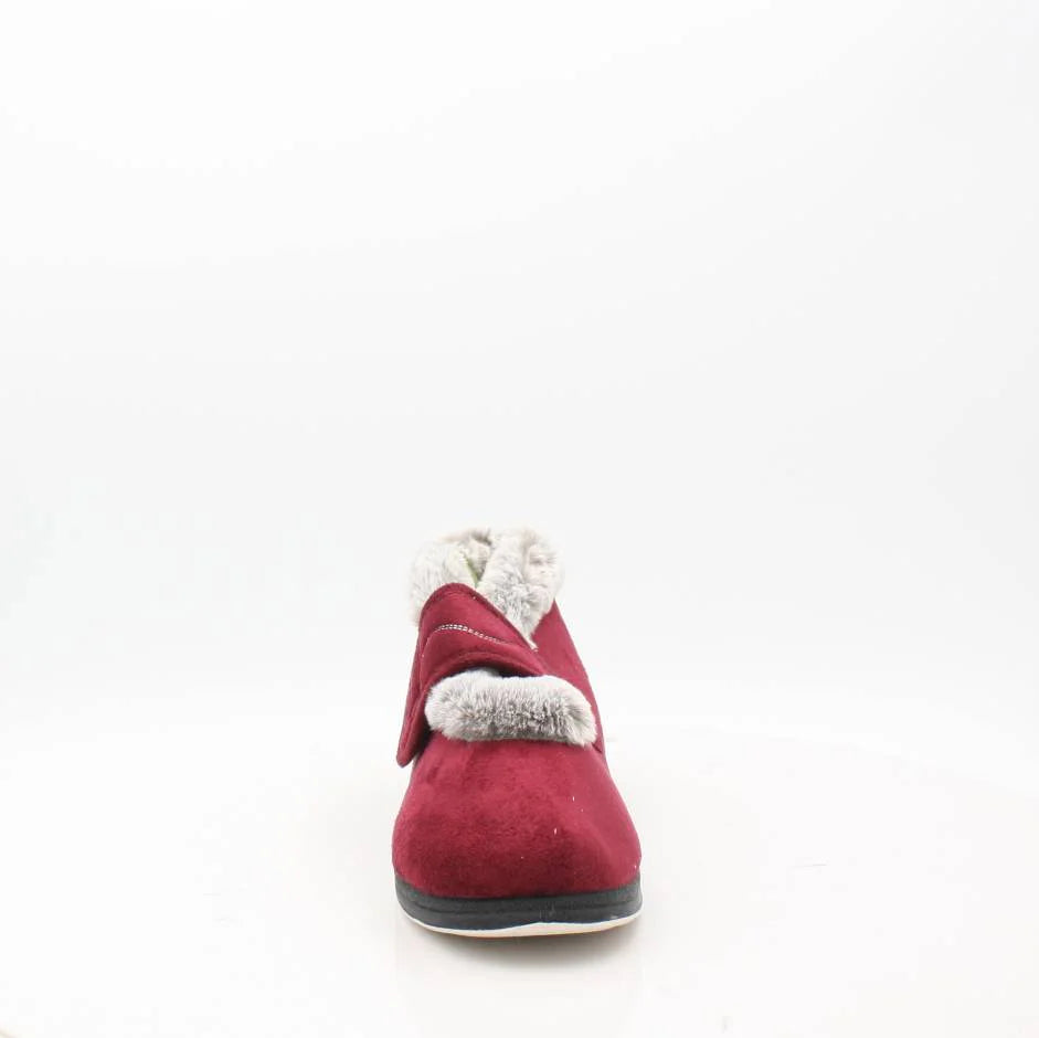 Padders Hush Ladies Burgundy  Slippers