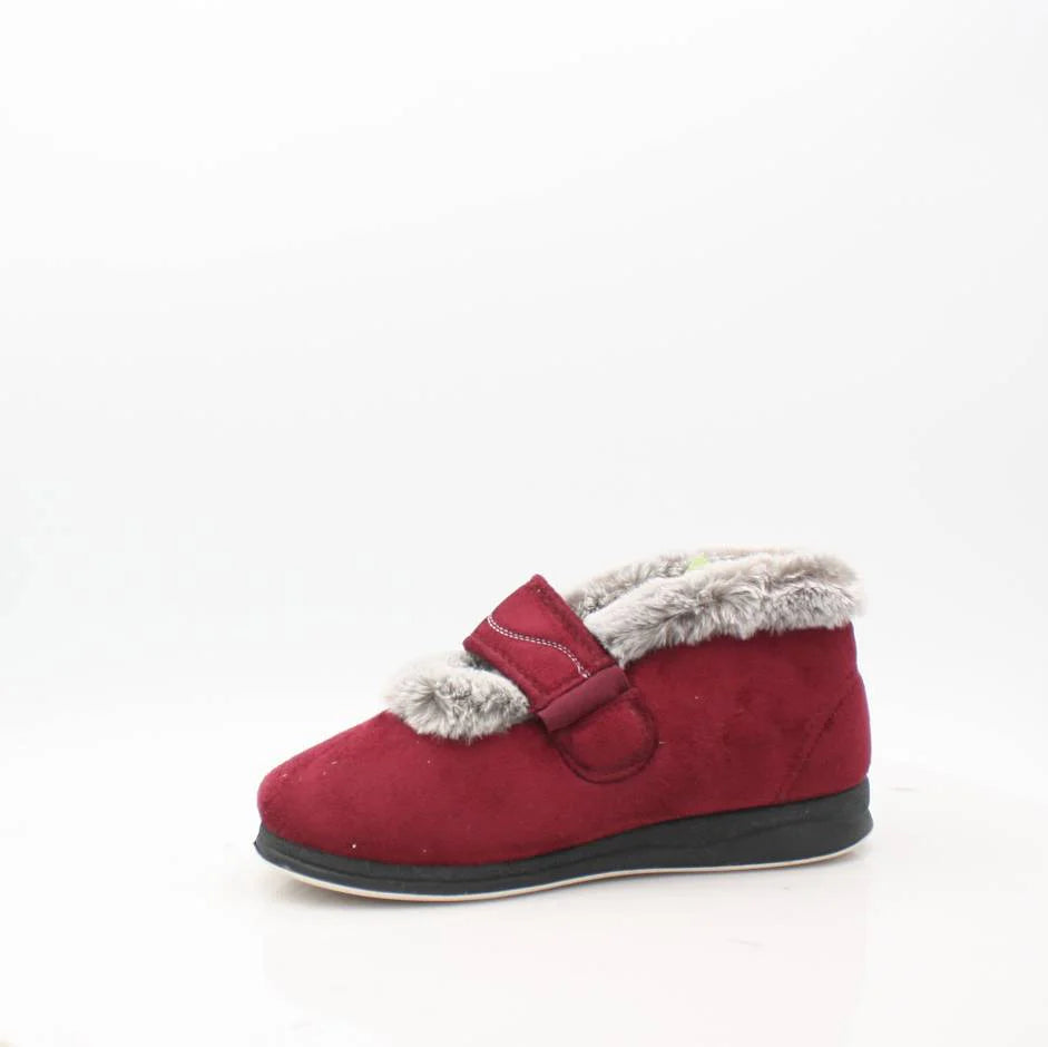 Padders Hush Ladies Burgundy  Slippers