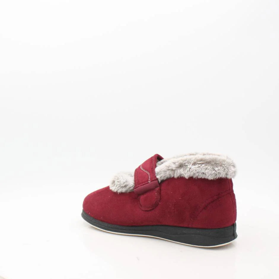 Padders Hush Ladies Burgundy  Slippers
