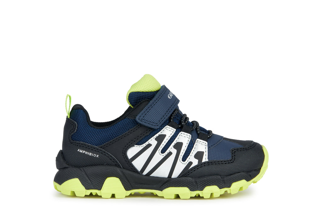 Geox Magnetar Navy and Lime Waterproof Trainers