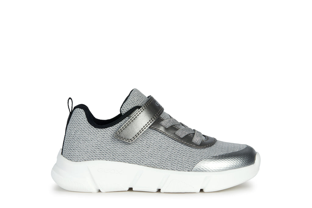 Geox Aril Silver/Black Girls Trainers