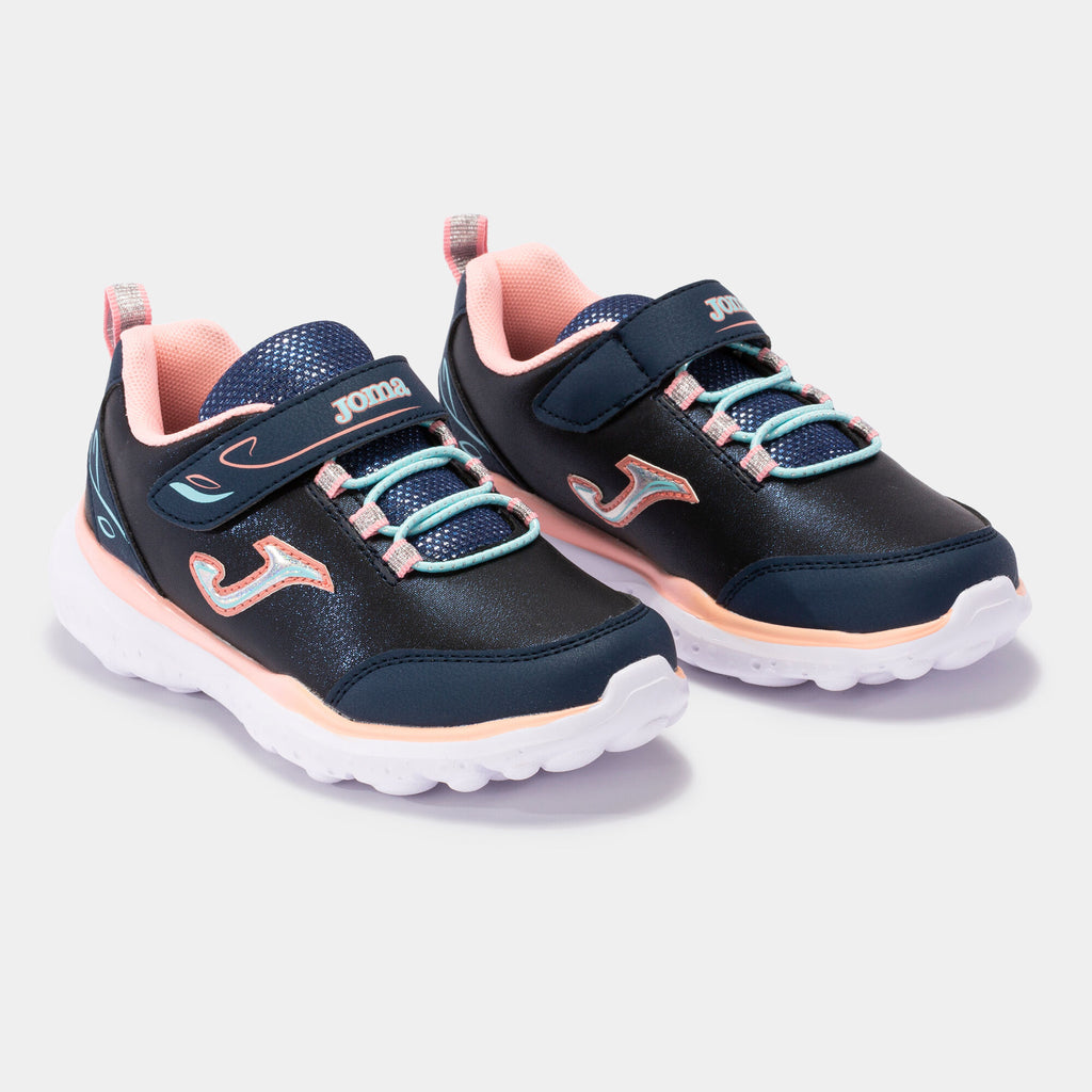 Joma Butterfly Jr2203 Navy and Pink Trainers