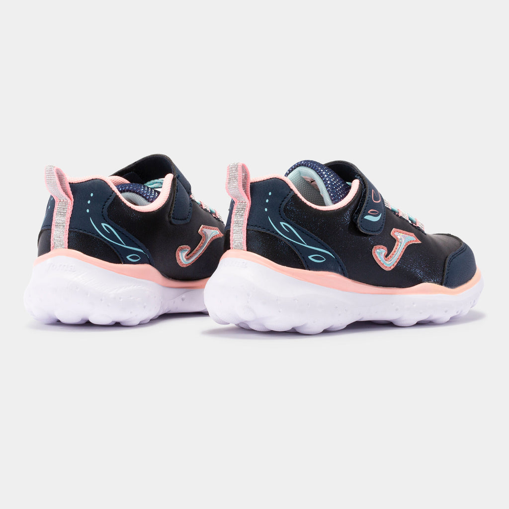 Joma Butterfly Jr2203 Navy and Pink Trainers With Velcro Strap