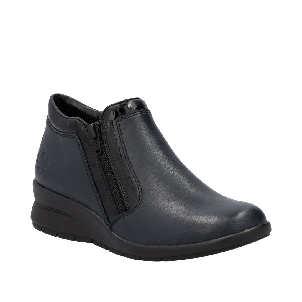 Rieker Ladies Navy and Black Leather Ankle Boots