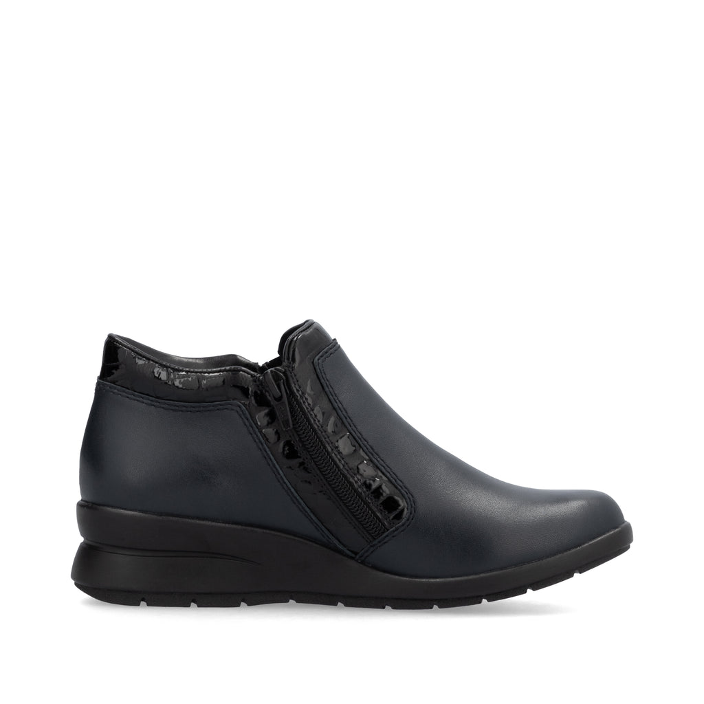 Rieker Ladies Navy and Black Leather Ankle Boots