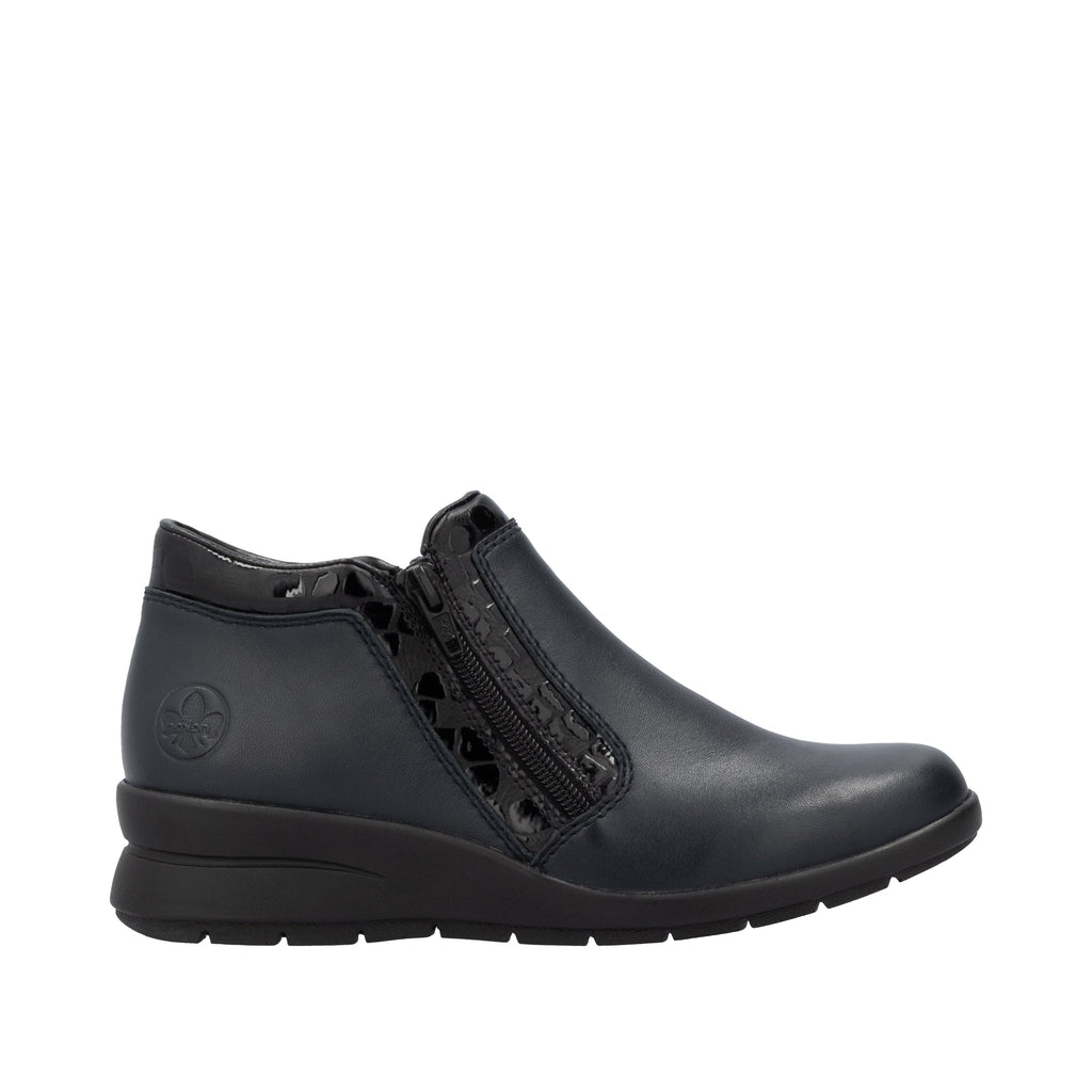 Rieker Ladies Navy and Black Leather Ankle Boots