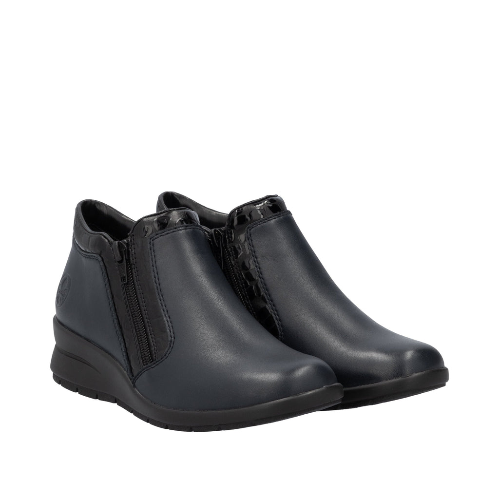 Rieker Ladies Navy and Black Leather Ankle Boots