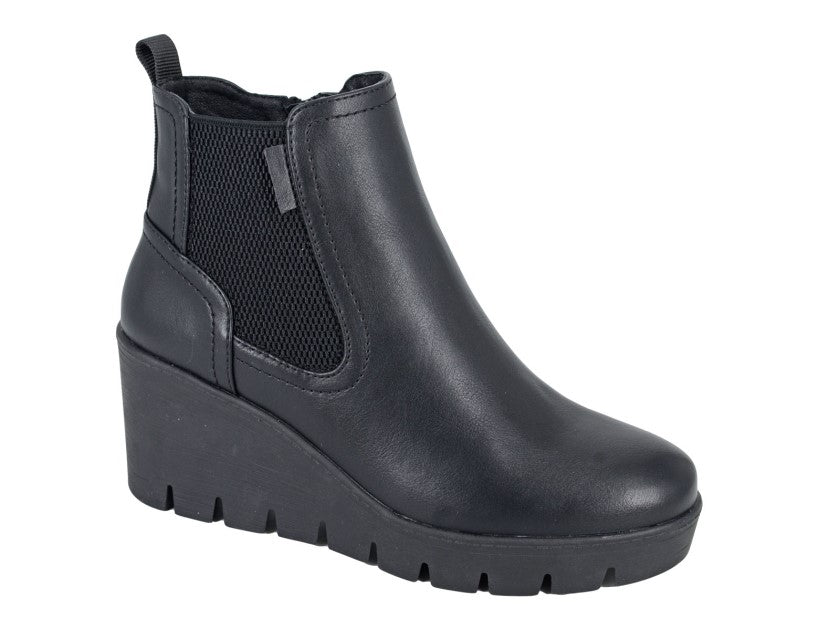 Ladies Black Wedge Ankle Boots