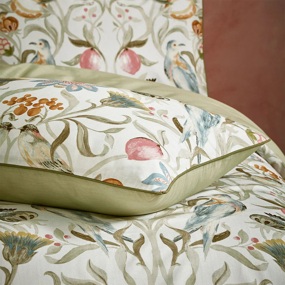 Songbird Traditional Floral Printed Piped Duvet Cover Set