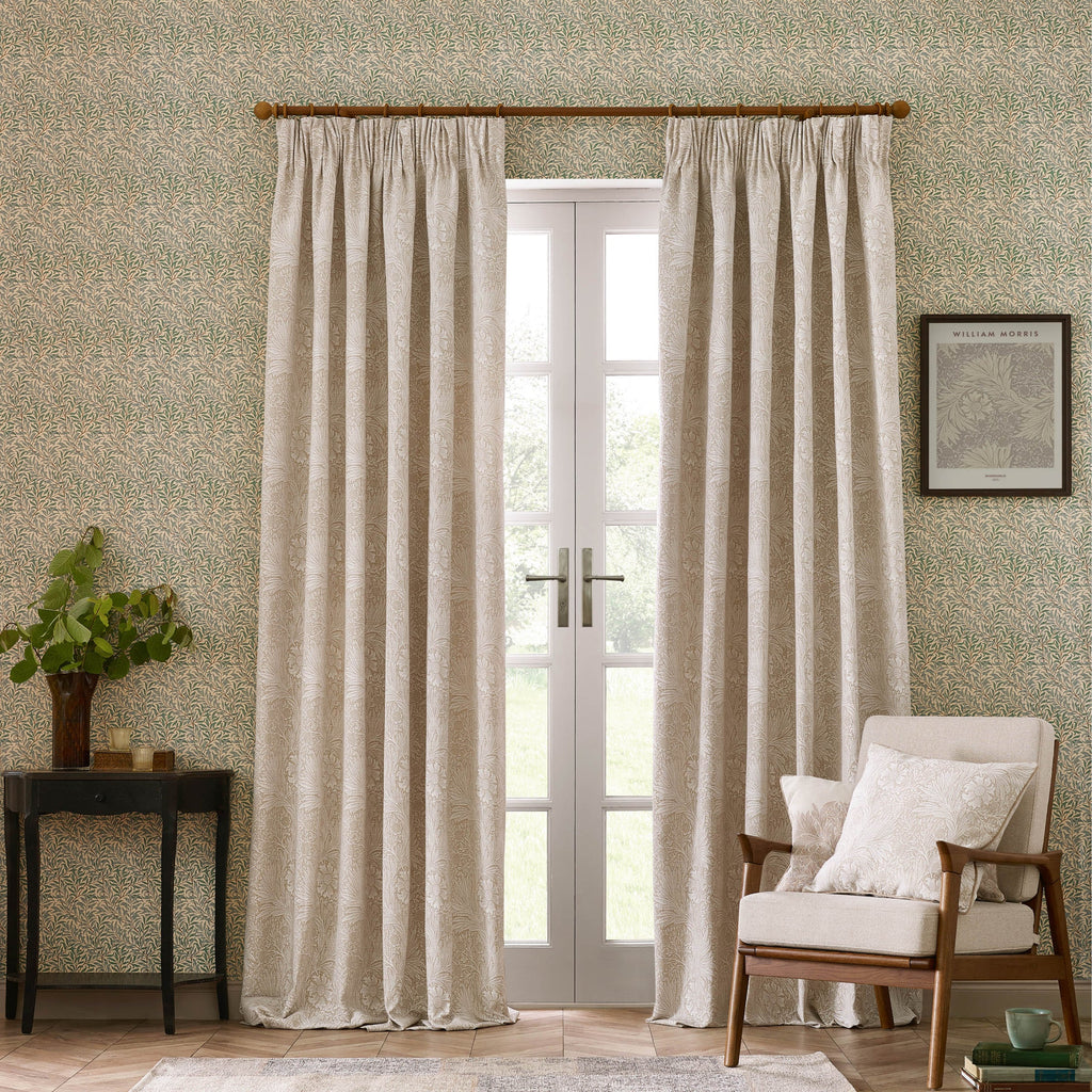 Marigold Stone Floral Jacquard Pencil Pleat Curtains