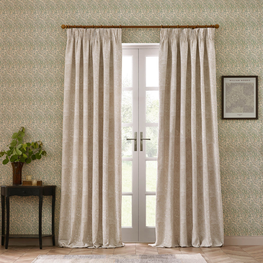 Marigold Stone Floral Jacquard Pencil Pleat Curtains